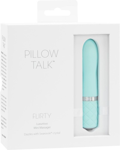 Pillow Talk Flirty Teal - Роскошный вибратор с кристаллом Сваровски, 7х2.2 см
