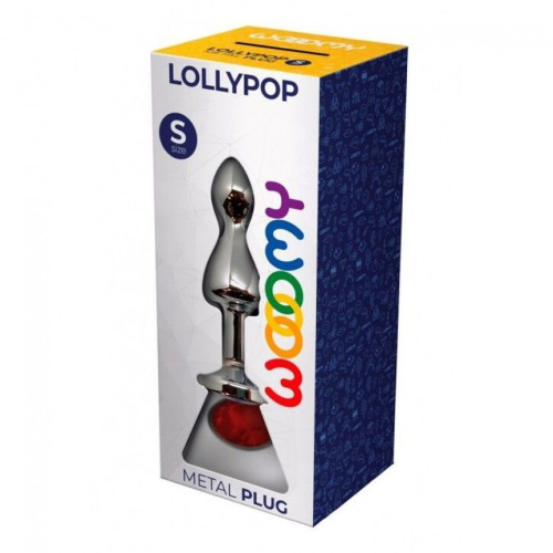 Wooomy Lollypop Double Ball Metal Plug S - Анальная пробка, 8.5х2.8 см (красный)