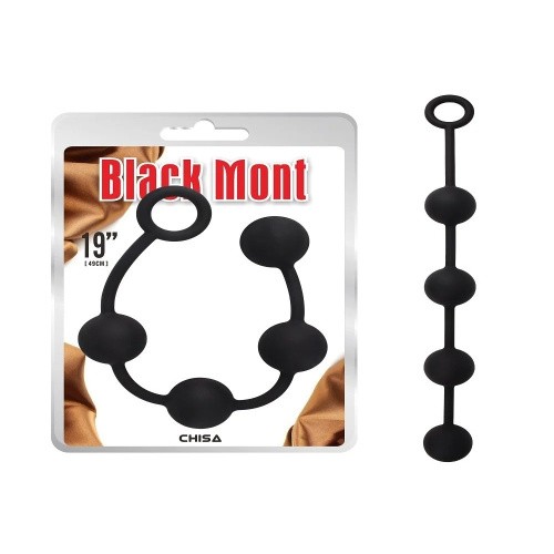 Black Mont P Storm Beads L - силиконовые анальные шарики, 49х4.9 см (черный)