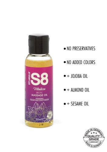 Stimul8 Massage Oil - Массажное масло, 50 мл (оманский лайм и имбирь)