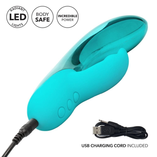 CalExotics DazzLED Brilliance - вибратор кролик с led подсветкой, 12.8х3.3см (бирюзовый)