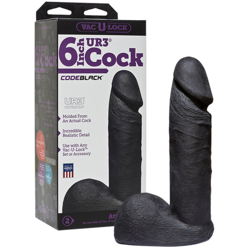 Фаллоимитатор Vac-U-Lock™ - CodeBlack - 6 Inch Ultraskyn™ Cock 15,7х4,3 см
