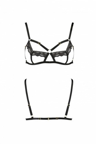 Passion Solon Bra - Бюстгальтер-стрепы с кружевом, S/M (чёрный)
