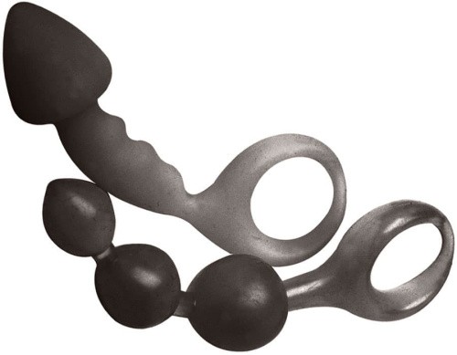 Topco Sales Bottoms Up Butt Silicone Anal Toy - Сет из 2 анальных пробок, 15.2х2.8 см (серый)