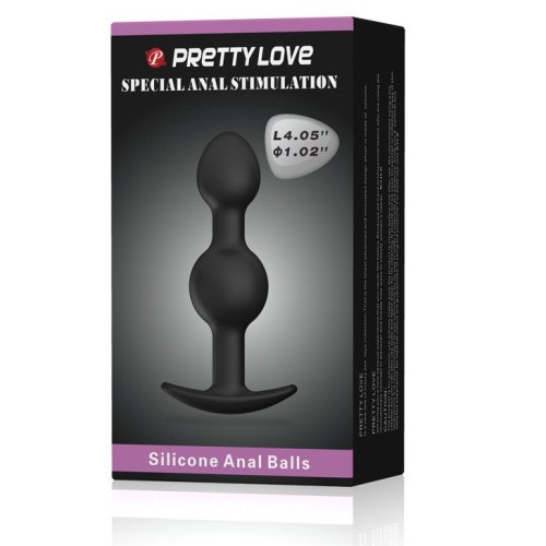Pretty Love silicone Anal balls Black - Анальна пробка зі зміщеннями центрів ваги, 10,4х2.2-2.6 см (чорний) - купити в Києві, Україні