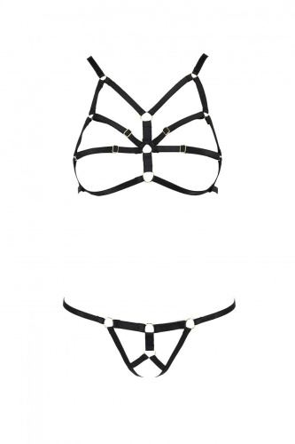 Passion Exclusive Armanda Set - Комплект белья из стреп, XXL/XXXL (чёрный)