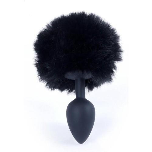 Boss Jewellery Silicon PLUG  Bunny Tail  Black - Анальная пробка с хвостом, 6,5х2,7 см (черный)