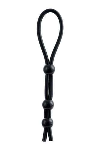 Toyfa Lasso 3 beads, silicone -  Эрекционная петля,  19,5 cм (черный)