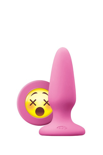 NS Novelties Mojis Plug #WTF Medium - средняя анальная пробка с эмоджи, 10,5х3,7 см (розовый)