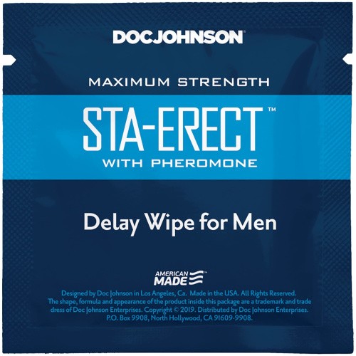 Doc Johnson Sta-Erect Delay Wipe For Men - Пролонгирующая салфетка с феромонами (1 шт)