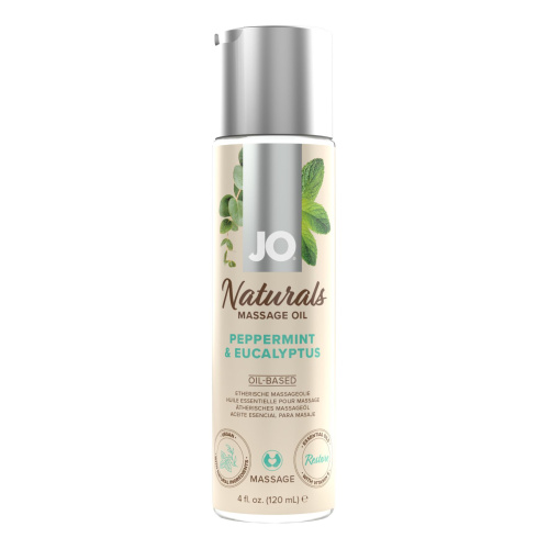 System JO - Naturals Massage Oil - Peppermint & Eucalyptus - Массажное масло, 120 мл