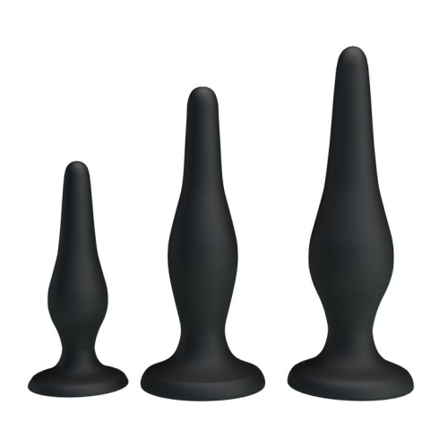 Pretty Love Begginer Mini Anal Kit Black - Набір анальних пробок, 3 шт (чорний) - купити в Києві, Україні