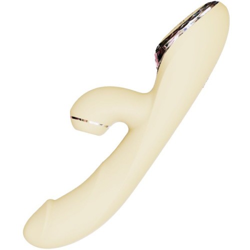 KisToy A-King Pro - Вакуумный вибратор-кролик с подогревом и LED-экраном, 11.5х3.5 см (жёлтый)