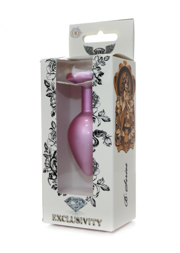 Анальная пробка с камнем B-Series Jewellery Pearl Pink Plug, M