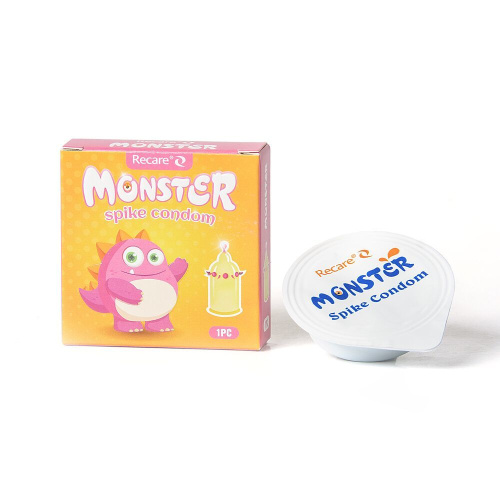 Насадка на член Recare Pink Monster Spike Condom (з кульками та вусиками) - купити в Україні | Секс шоп SEX-SHOP.ua