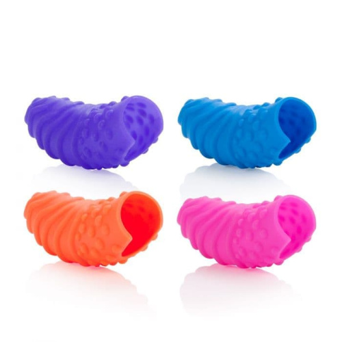 CalExotics Silicone Finger Swirls - Набор разноцветных насадок 5.8х2.5 см