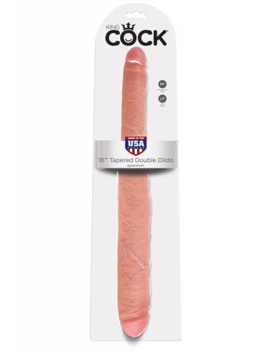 Двухсторонний фаллоимитатор King Cock 16 Tapered Double Dildo, 40,6х4,3 см (телесный)