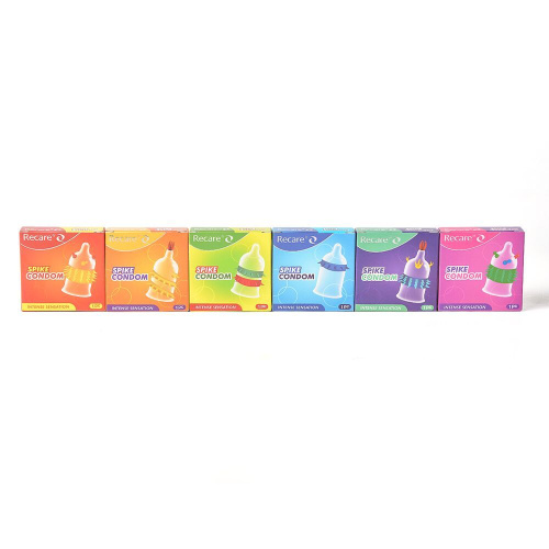 Насадка на член Recare Spike Condom Yellow (с усиками и спиралью шипов)