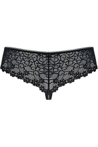 Obsessive 821-PAN-1 - Кружевные трусики бразилиана, L/XL (чёрный)