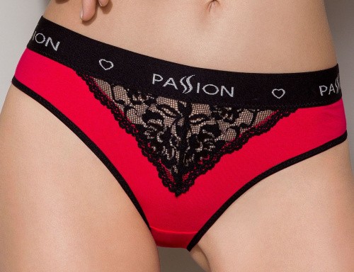 Passion PS001 Panties - Трусики с широкой резинкой и кружевом (красные, размер L)