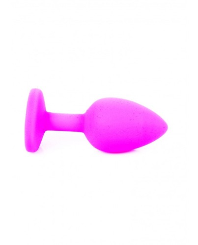 Boss Silikon Plug Jewellery Pink Small - Анальная пробка с кристаллом, 7х2.7 см (розовый с голубым)
