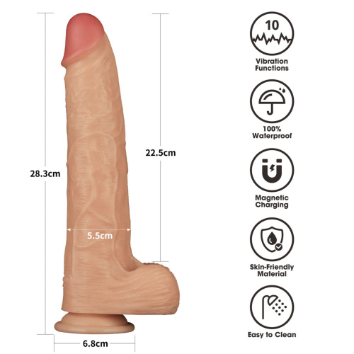 Реалистичный вибратор LoveToy Vibrating Power Basics Cock, 28,3 см