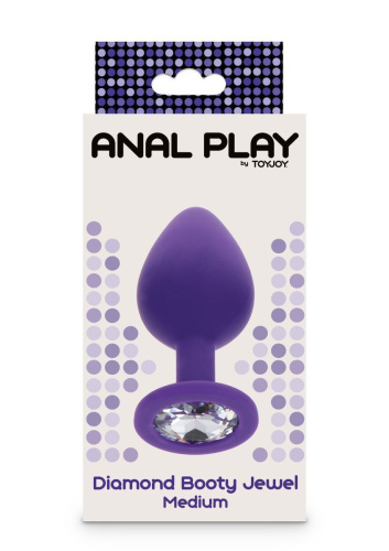 Toy Joy Medium Diamond Booty Jewel - Пробка анальная, 8х3.5 см (фиолетоввая)
