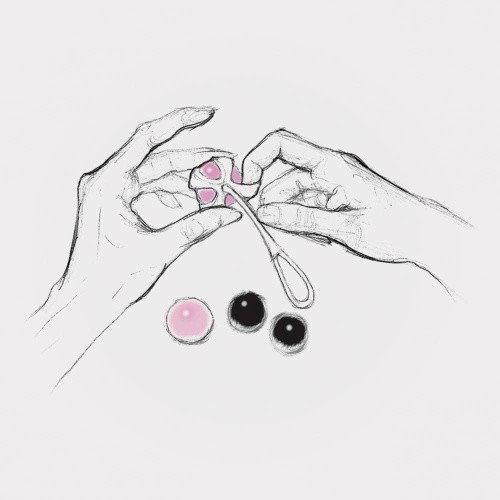 Gvibe Geisha balls Magnetic - Мощный магнитный тренажер Кегеля, 2х27 г, 2х15 г (розовый с черным)