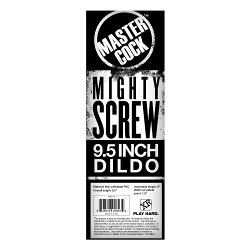 MC Mighty Screw 9.5 inch Dildo - ребристый фаллоимитатор с винтовой конструкцией, 24.13х5.7 см (чёрный)