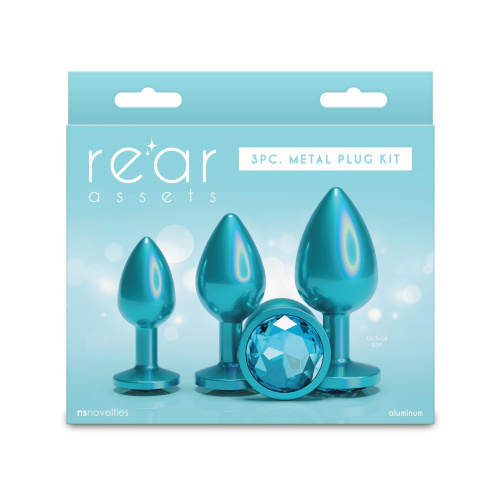 Набор анальных пробок NS Novelties Rear Assets - Trainer Kit - Iridescent Teal