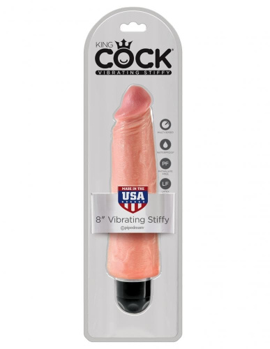 Pipedream King Cock 8'' Vibr Stiffy - Реалистичный вибратор, 21х6 см (бежевый)