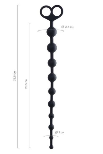 Toyfa Popo Pleasure Anal Beadsi Black - анальная цепочка, 34х2.5 см (черный)