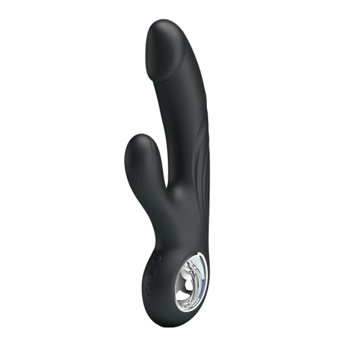 Pretty Love Selene Vibrator - Вібратор із реалістичною головкою та кліторальним стимулятором, 19х3.3 см (чорний) - купити в Києві, Україні