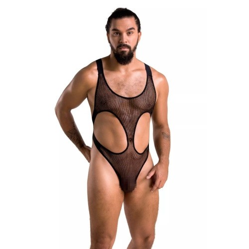Passion - 040 BODY LEON black - Чоловічий сітчастий боді, XXL/XXXL - купити в Києві, Україні