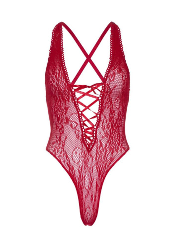Leg Avenue Floral lace thong teddy - Боди, OS (красный)