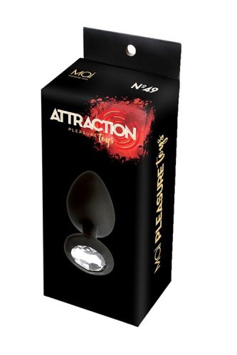 MAI Attraction Toys №49 анальная пробка с кристаллом, 9,5х4 см (чёрный)