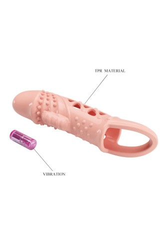 Pretty Love Cecelia Vibrating Penis Sleeve Flesh - Насадка на пенис, 18,5 см (телесный)