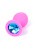 Boss Silikon Plug Jewellery Pink Medium - Анальная пробка с кристаллом, 8х3.5 см (розовый с голубым)