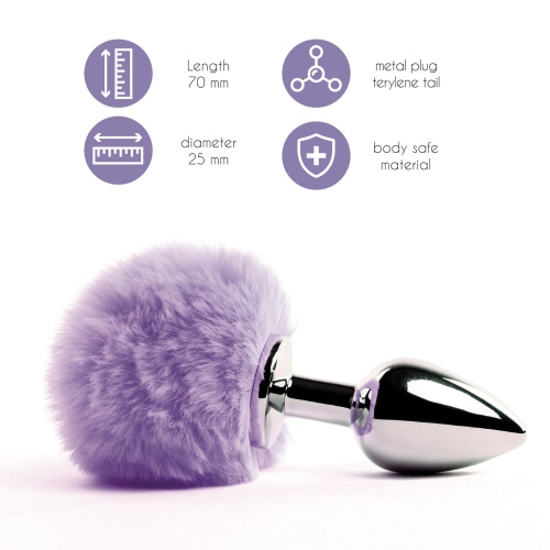 FeelzToys Bunny Tails Butt Plug - Анальная пробка с пушистым хвостиком, 7х2.5 см (фиолетовая)