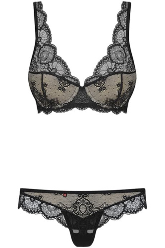 Obsessive 853-SET-1 set - кружевной эротический комплект, S/M (чёрный)