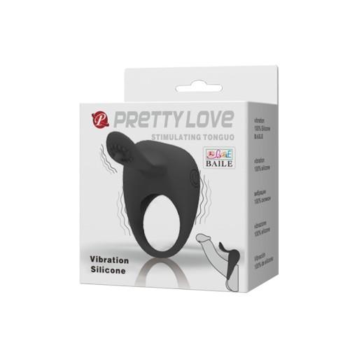 Pretty Love Stimulating Tonguo - віброкільце з язичком, 5х3.1 см (чорний) - купити в Києві, Україні