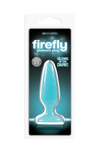 NS Novelties Firefly Pleasure Plug Small - анальная пробка светящаяся в темноте, 8,1х2,8 см (голубая)