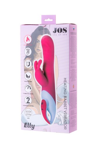 Toyfa JOS ELLY - Вибратор-кролик с подогревом, 21.5х3.3 см (розовый)