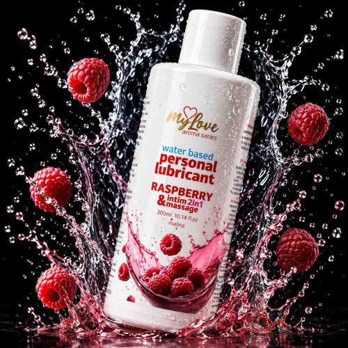 2в1 лубрикант и массажный гель - MyLove Aroma Series Intim&Massage Raspberry, 300 мл
