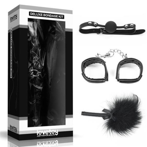 БДСМ набор LoveToy Deluxe Bondage Kit (кляп, наручники, щекоталка)