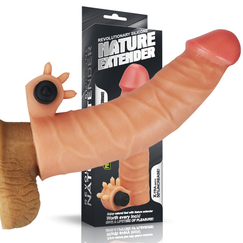 LoveToy Vibrating Nature Extender Add 1.5 " - Удлиняющая насадка с вибрацией, +2.5 см (телесный)