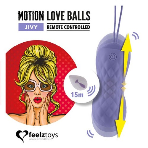 FeelzToys Remote Controlled Motion Love Balls Jivy - виброяйцо с дистанционным управлением, 8,3х3,3 см