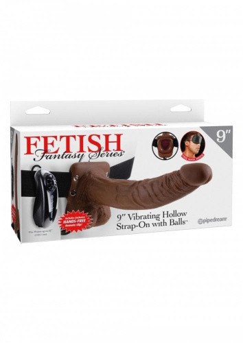 Fetish Fantasy Series 9 Vibrating Hollow - Полый страпон с вибрацией, 22.9х4,5 см (коричневый)