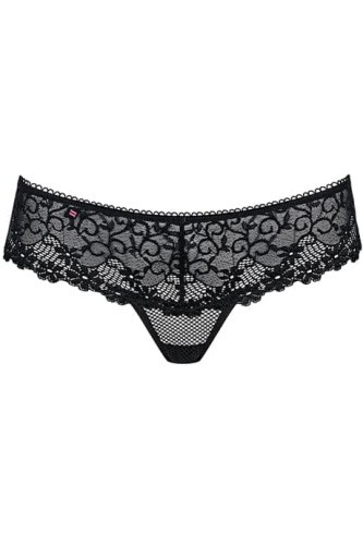 Obsessive 821-PAN-1 - Кружевные трусики бразилиана, L/XL (чёрный)