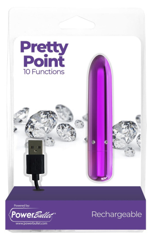 PowerBullet - Pretty Point Rechargeable Purple - віброкуль, 10х1.9 см (фіолетовий) - купити в Києві, Україні